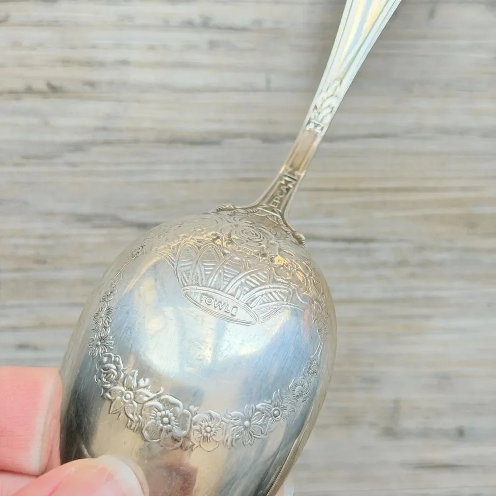 Vintage Georgian Towel Silverplate Serving Spoon Ornate Tablespoon Floral EPCA